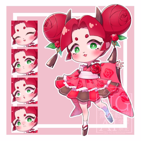 薔薇とツノの女の子