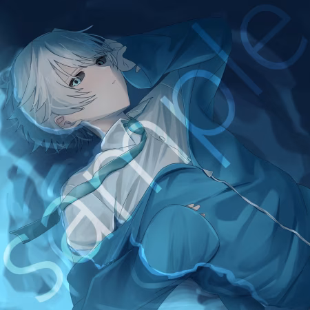 ご依頼一枚絵/白髪白黒目
