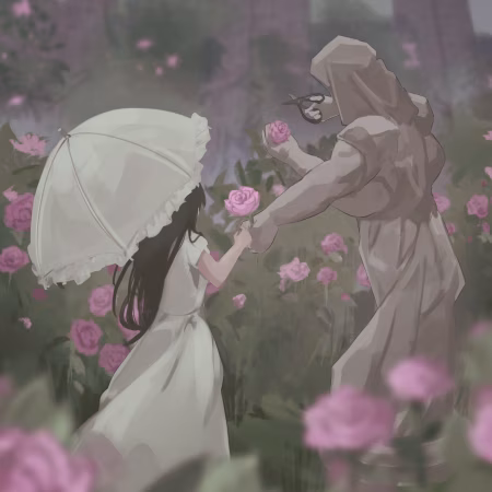 薔薇園の石像